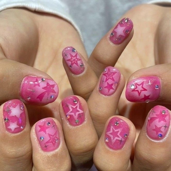 Pink nail art manicure